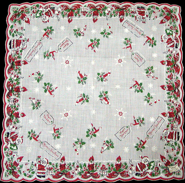 Burmel Christmas Santa Vintage Handkerchief of the Month MWT