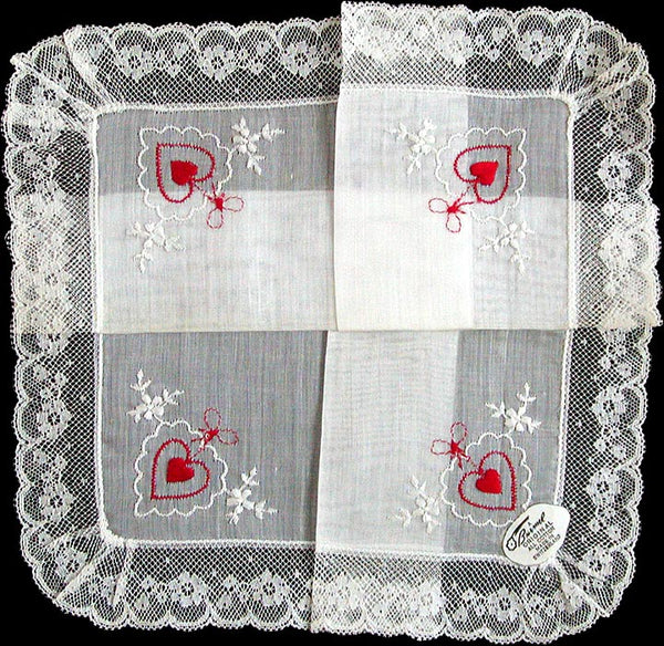 Burmel Hearts and Lace Vintage Valentine Handkerchief MWT
