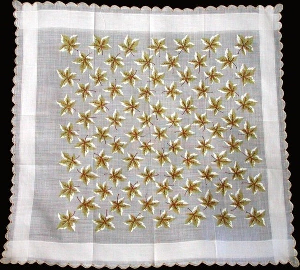 Yellow and White Maple Leaves Vintage Handkerchief