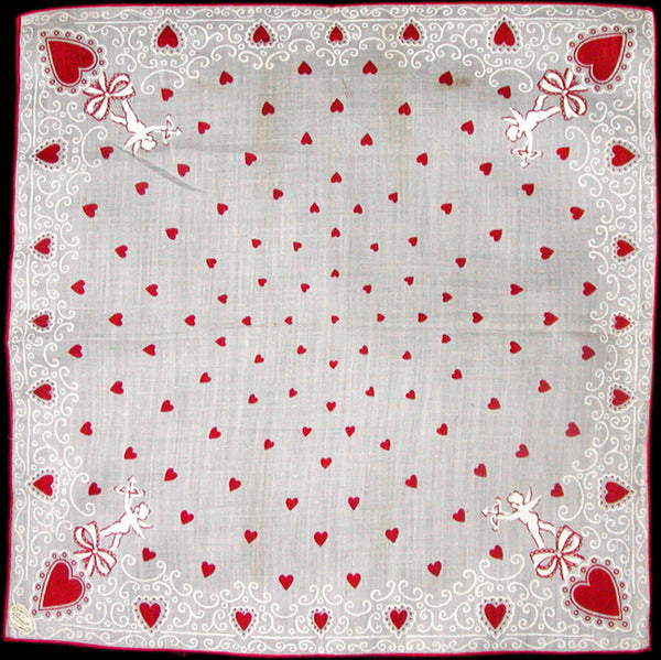 Burmel Orig Cupid & Hearts Vintage Valentine Handkerchief