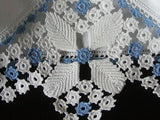 PR Vintage Pillowcases, Blue and White Crochet Lace, Tubing