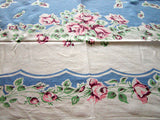 Callaway Pink and Wine Roses Vintage Tablecloth 50x66