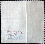 Cape Cod Embroidered Map Vintage Handkerchief Franshaw