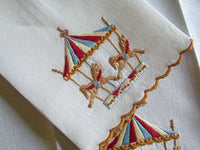Carousel Embroidered Vintage Madeira Guest Towels, Pair
