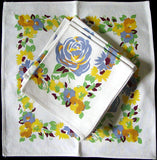 Floral and Periwinkle Rose Vintage Napkins, Set of 8