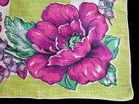 Purple Floral Linen Vintage Handkerchief