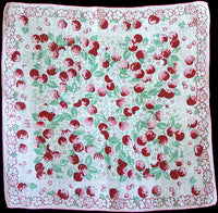 Berries & Cherries Vintage Irish Linen Handkerchief