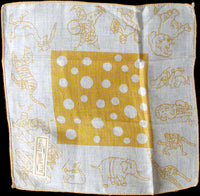 Set of 3 Vintage Childs Linen Handkerchiefs Animals
