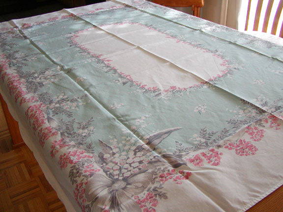 CHP Lily of the Valley Vintage Tablecloth  52x62