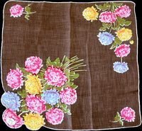 Burmel Orig Chrysanthemums on Irish Linen Vintage Handkerchief