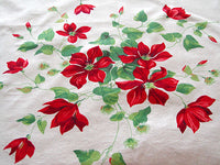 Wilendur Red Clematis Vintage Tablecloth 48x54