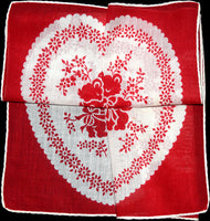 Secret Valentine Heart w Kissing Bears Vintage Handkerchief