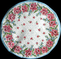 Round Vintage Handkerchief Pink Daffodils