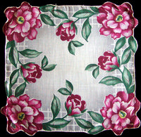 Dahlia Border Vintage Hand Rolled Handkerchief MWT