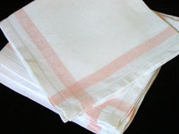 Scrolling Flora Striped Vintage Damask Linen Napkins, Set of 5