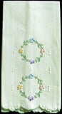 Double Wreath Vintage Madeira Embroidered Guest Towel, Green
