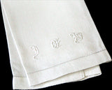 Antique Huck Linen Guest Hand Towel Monogram JEB 13x19