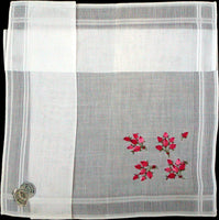 Desco Embroidered Pink Rosebuds Vintage Handkerchief MWT