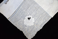 Desco Embroid Rose White Linen Vintage Handkerchief Madeira
