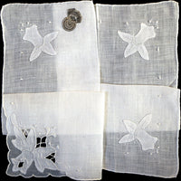 Desco Embroid Daffodil White Linen Vintage Handkerchief Madeira