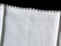 Damask Huck Linen Vintage Guest Towels Filet Lace Inserts, Pair