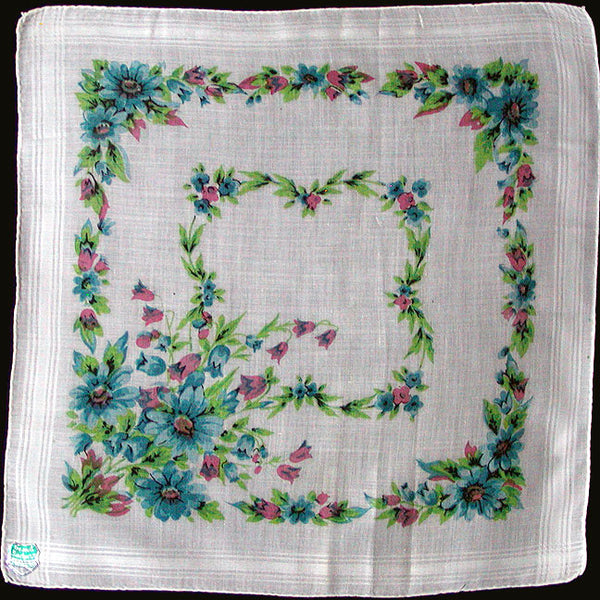 Grand Duchess Floral Print Vintage Handkerchief, NOS