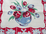 Dutch Tulips in Vase Vintage Kitchen Tea Towel - New Old Stock