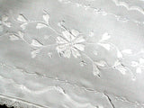 Whitework Embroidery Centerpiece Doily Vintage Linen Lace 15x9