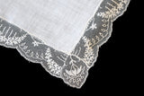 Art Nouveau Style Embroidered Lace Vintage Wedding Handkerchief