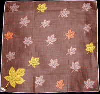 Fall Colored Leaves Vintage Irish Linen Handkerchief 15 inches