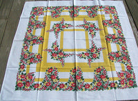 Sunny Floral Sprays Vintage Tablecloth 49x50