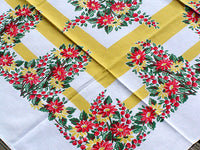 Sunny Floral Sprays Vintage Tablecloth 49x50