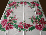 Floral Garland Border Print Vintage Tablecloth 47x51