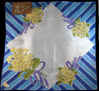 February Flower of the Month Vintage Linen Handkerchief, Kimball