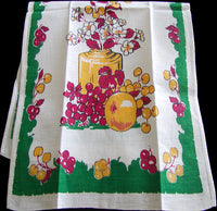 Fruit & Floral Vintage Startex Kitchen Towel, Green