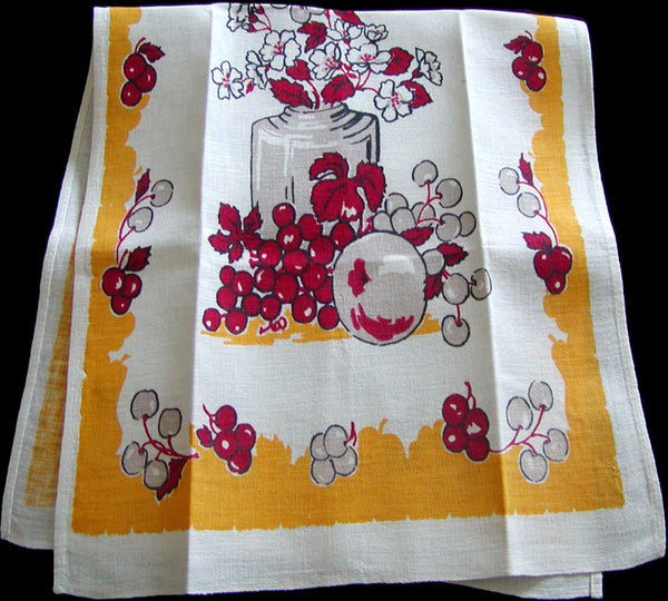 Fruit & Floral Vintage Startex Kitchen Towel, Yellow