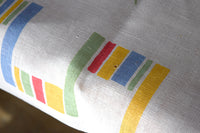 Fiesta Stripes & Poppies Vintage Tablecloth, Linen 51x50