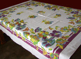 Bold Trailing Floral Border Print Vintage Tablecloth, 53x64