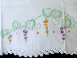 PR Vintage Pillowcases Flowery Vines Crochet Lace Tubing