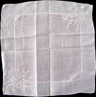 Tussie Mussies in Pink and White Vintage Linen Handkerchief