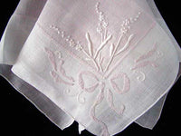 Tussie Mussies in Pink and White Vintage Linen Handkerchief