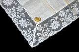 French Lace and Irish Linen Vintage Wedding Handkerchief