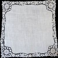 Schiffli Lace and Linen Vintage Wedding Handkerchief