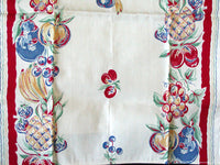 Fruit Harvest Border Print Vintage Kitchen Tea Towel 17x36