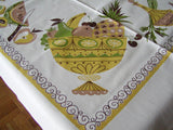 Fruit Salad Feast Vintage Tablecloth 50x50 Old Stock