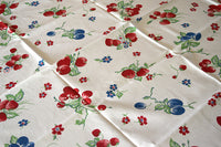 Apples Cherries Plums Strawberries Vintage Tablecloth 47x62