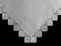 Geometric Lace Trim Vintage White Wedding Handkerchief