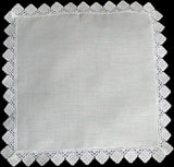 Geometric Lace Trim Vintage White Wedding Handkerchief