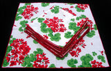 Red Geranium Vintage Napkins, Set of 8