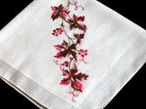 Grapevine Embroidered Vintage Handkerchief
